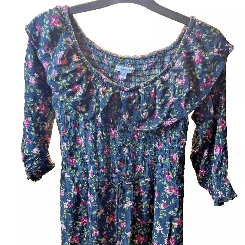 American Eagle Black Floral Romper 2 Inch Inseam Medium
